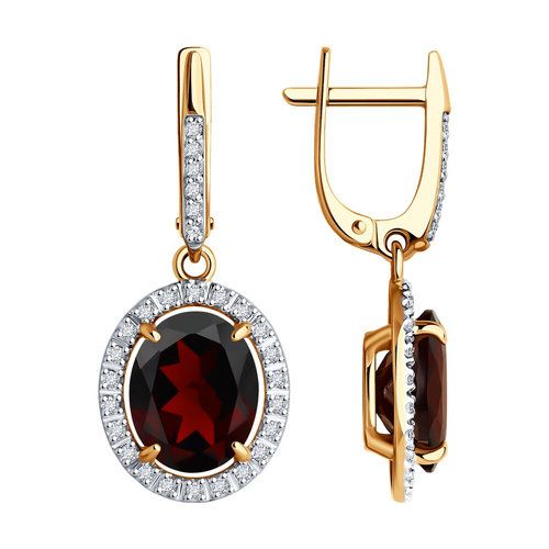 Серьги длинные Diamant, красное золото 585 проба, вставка фианит/гранат (Diamant, Россия) — от 2910.60 руб. в сети магазинов DIAMANTE забронировать в магазине Серьги длинные Diamant, красное золото 585 проба, вставка фианит/гранат (Diamant, Россия)