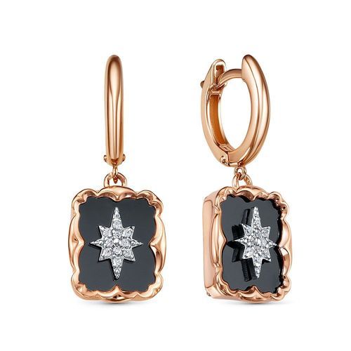 Серьги длинные Berger, красное золото 585 проба, вставка оникс (Berger, Россия) — от 3274.50 руб. в сети магазинов DIAMANTE забронировать в магазине Серьги длинные Berger, красное золото 585 проба, вставка оникс (Berger, Россия)
