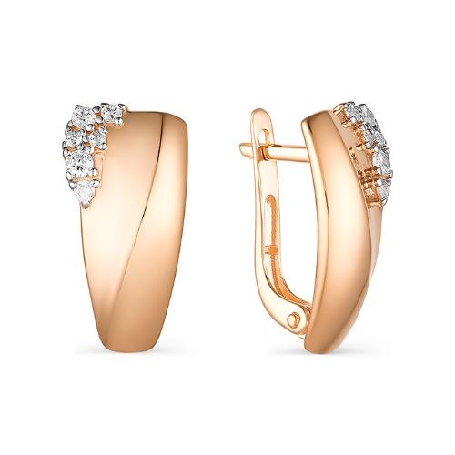 Серьги с английским замком 7 Карат, красное золото 585 проба, вставка фианит (7 Карат, Беларусь) — от 1692.60 руб. в сети магазинов DIAMANTE забронировать в магазине Серьги с английским замком 7 Карат, красное золото 585 проба, вставка фианит