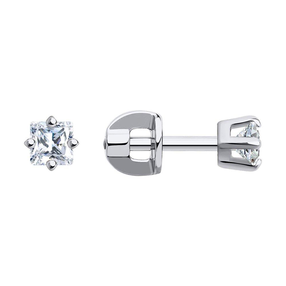 Серьги пусеты SOKOLOV, белое золото 585 проба, вставка фианит (SOKOLOV, Россия) — от 718.08 руб. в сети магазинов DIAMANTE забронировать в магазине Серьги пусеты SOKOLOV, белое золото 585 проба, вставка фианит