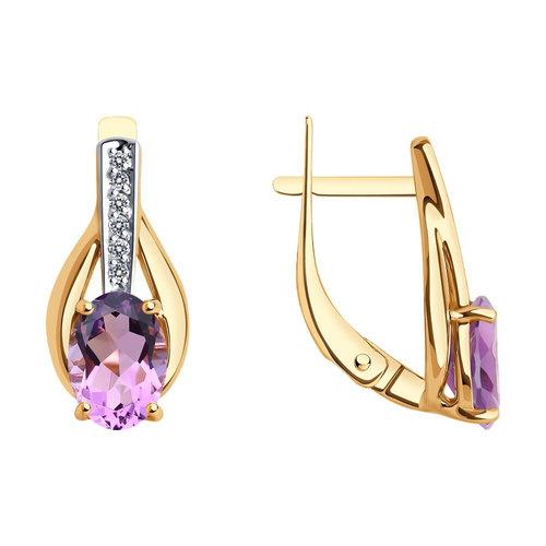 Серьги с английским замком Diamant, красное золото 585 проба, вставка фианит/аметист (Diamant, Россия) — от 1669.39 руб. в сети магазинов DIAMANTE забронировать в магазине Серьги с английским замком Diamant, красное золото 585 проба, вставка фианит/аметист