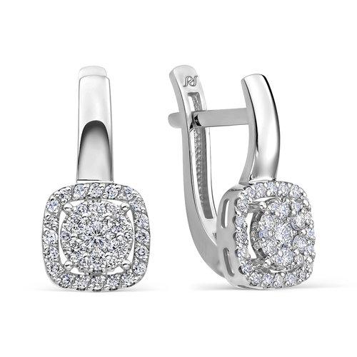 Серьги с английским замком Prestige, белое золото 585 проба, вставка бриллиант (Prestige, Россия) — от 7425.00 руб. в сети магазинов DIAMANTE забронировать в магазине Серьги с английским замком Prestige, белое золото 585 проба, вставка бриллиант