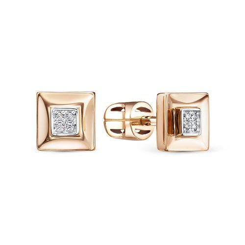 Серьги пусеты Berger, красное золото 585 проба, вставка фианит (Berger, Россия) — от 1580.25 руб. в сети магазинов DIAMANTE забронировать в магазине Серьги пусеты Berger, красное золото 585 проба, вставка фианит (Berger, Россия)
