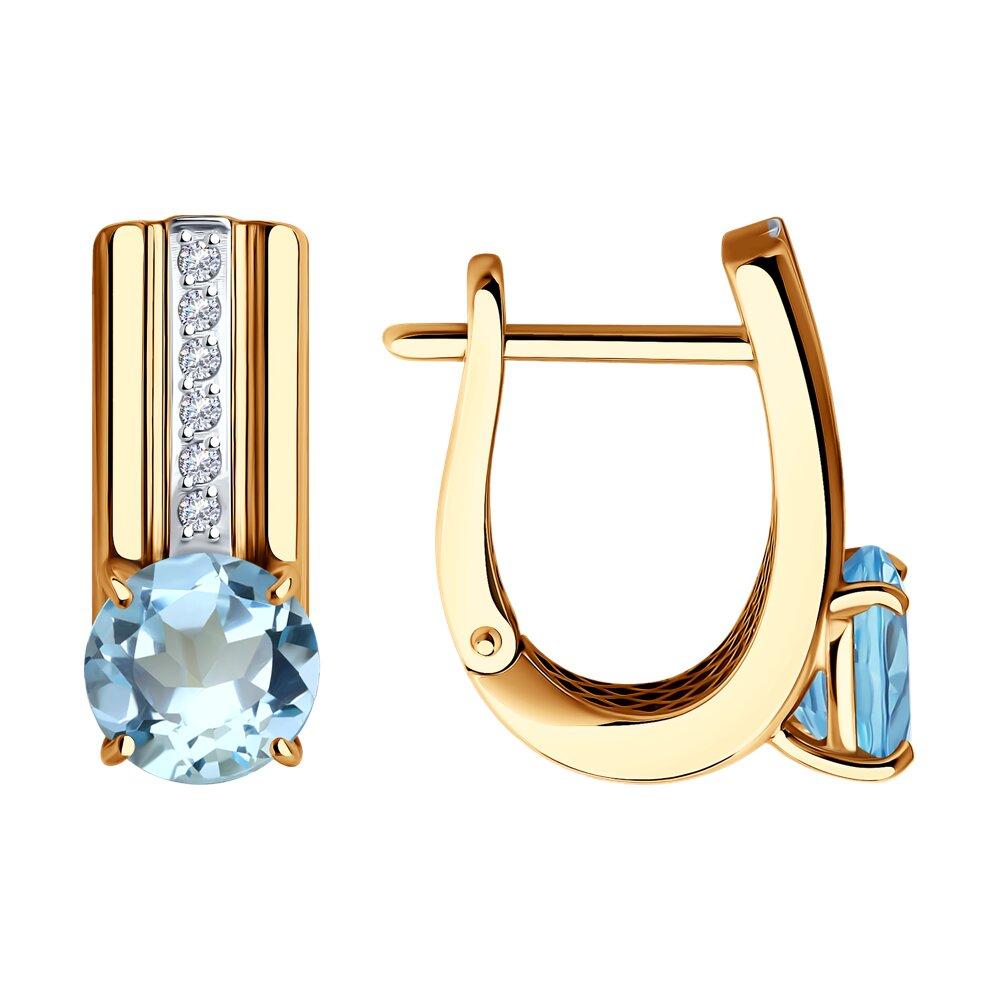 Серьги с английским замком, красное золото 585 проба, вставка фианит/топаз (Россия) — от 2863.08 руб. в сети магазинов DIAMANTE забронировать в магазине Серьги с английским замком, красное золото 585 проба, вставка фианит/топаз (Россия)