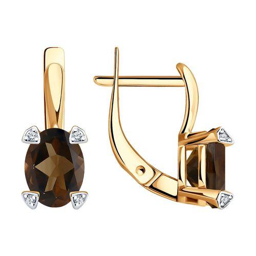 Серьги с английским замком Diamant, красное золото 585 проба, вставка фианит/раухтопаз (Diamant, Россия) — от 1738.80 руб. в сети магазинов DIAMANTE забронировать в магазине Серьги с английским замком Diamant, красное золото 585 проба, вставка фианит/раухтопаз