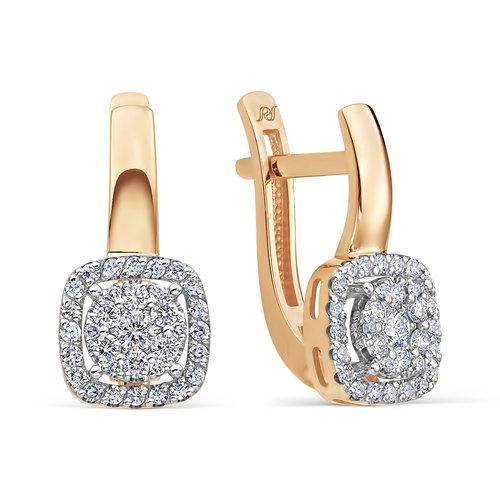 Серьги с английским замком Prestige, красное золото 585 проба, вставка бриллиант (Prestige, Россия) — от 7157.12 руб. в сети магазинов DIAMANTE забронировать в магазине Серьги с английским замком Prestige, красное золото 585 проба, вставка бриллиант