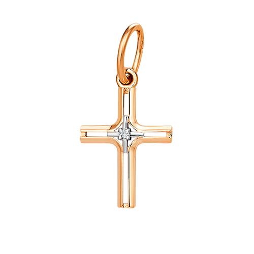 Подвеска крестик Ювелирное подворье, красное золото 585 проба, вставка бриллиант (Ювелирное подворье, Россия) — от 1205.51 руб. в сети магазинов DIAMANTE забронировать в магазине Подвеска крестик Ювелирное подворье, красное золото 585 проба, вставка бриллиант