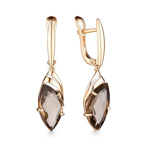 Серьги длинные GRANAT JEWELRY, красное золото 585 проба, вставка раухтопаз (GRANAT JEWELRY, Россия) — от 2154.60 руб. в сети магазинов DIAMANTE забронировать в магазине Серьги длинные GRANAT JEWELRY, красное золото 585 проба, вставка раухтопаз