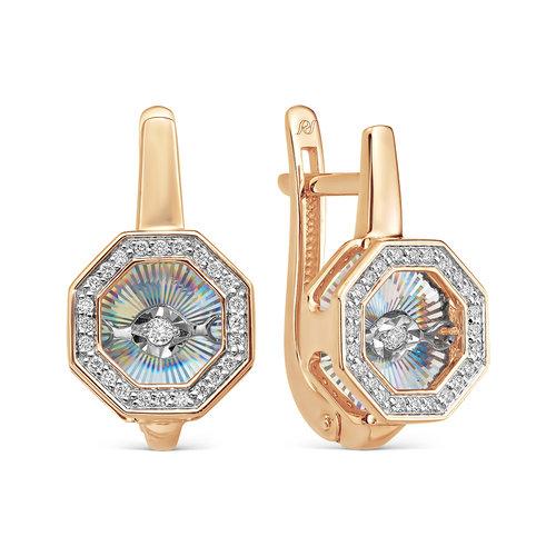 Серьги с английским замком, красное золото 585 проба, вставка бриллиант (Россия) — от 5663.03 руб. в сети магазинов DIAMANTE забронировать в магазине Серьги с английским замком, красное золото 585 проба, вставка бриллиант