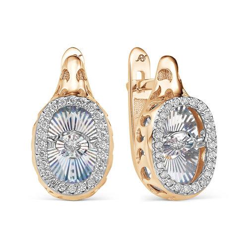 Серьги с английским замком, красное золото 585 проба, вставка бриллиант (Россия) — от 6107.97 руб. в сети магазинов DIAMANTE забронировать в магазине Серьги с английским замком, красное золото 585 проба, вставка бриллиант