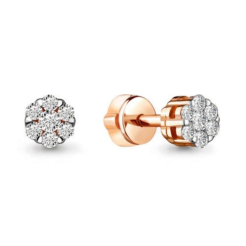 Серьги пусеты Aquamarine, красное золото 585 проба, вставка фианит (Aquamarine, Россия) — от 1234.80 руб. в сети магазинов DIAMANTE забронировать в магазине Серьги пусеты Aquamarine, красное золото 585 проба, вставка фианит