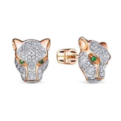 Серьги пусеты Berger, красное золото 585 проба, вставка фианит (Berger, Россия) — от 3160.05 руб. в сети магазинов DIAMANTE забронировать в магазине Серьги пусеты Berger, красное золото 585 проба, вставка фианит (Berger, Россия)