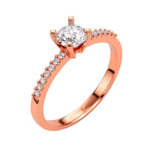 Кольцо помолвочное 7 Карат, красное золото 585 проба, вставка бриллиант (7 Карат, Беларусь) — от 2246.00 руб. в сети магазинов DIAMANTE забронировать в магазине Кольцо помолвочное 7 Карат, красное золото 585 проба, вставка бриллиант