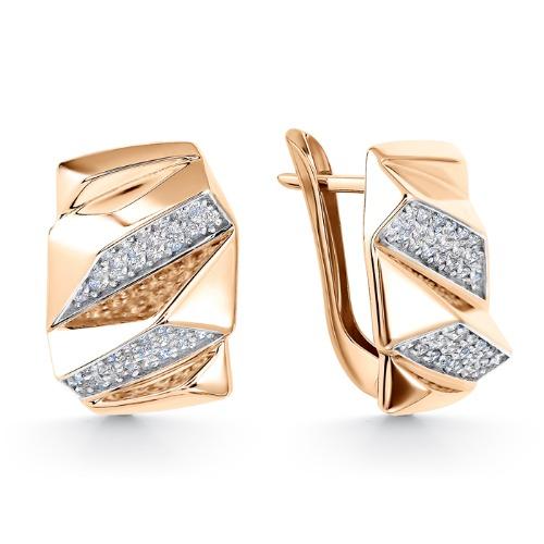 Серьги с английским замком 7 Карат, красное золото 585 проба, вставка фианит (7 Карат, Беларусь) — от 2689.05 руб. в сети магазинов DIAMANTE забронировать в магазине Серьги с английским замком 7 Карат, красное золото 585 проба, вставка фианит