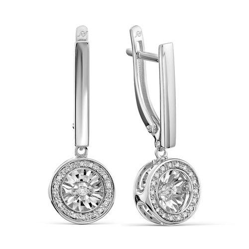 Серьги длинные, белое золото 585 проба, вставка бриллиант (Россия) — от 5646.47 руб. в сети магазинов DIAMANTE забронировать в магазине Серьги длинные, белое золото 585 проба, вставка бриллиант