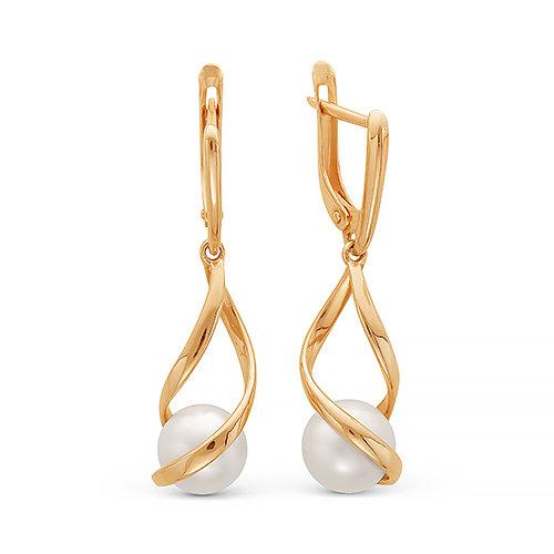 Серьги длинные 7 Карат, красное золото 585 проба, вставка жемчуг (7 Карат, Беларусь) — от 3822.00 руб. в сети магазинов DIAMANTE забронировать в магазине Серьги длинные 7 Карат, красное золото 585 проба, вставка жемчуг