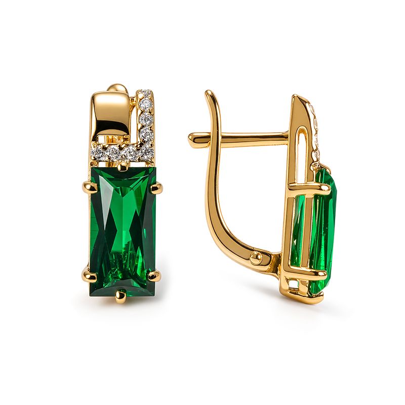 Серьги с английским замком GRANAT JEWELRY, красное золото 585 проба, вставка изумруд (GRANAT JEWELRY, Россия) — от 2085.68 руб. в сети магазинов DIAMANTE забронировать в магазине Серьги с английским замком GRANAT JEWELRY, красное золото 585 проба, вставка изумруд (GRANAT JEWELRY, Россия)