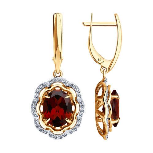 Серьги длинные Diamant, красное золото 585 проба, вставка фианит/гранат (Diamant, Россия) — от 4025.70 руб. в сети магазинов DIAMANTE забронировать в магазине Серьги длинные Diamant, красное золото 585 проба, вставка фианит/гранат