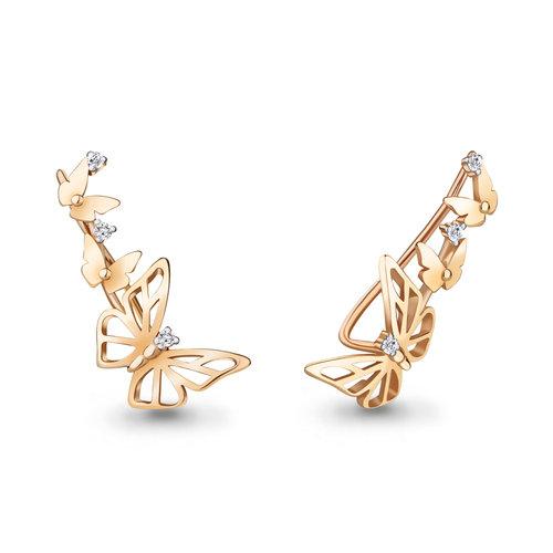 Серьги клаймберы Aquamarine, красное золото 585 проба, вставка фианит (Aquamarine, Россия) — от 981.75 руб. в сети магазинов DIAMANTE забронировать в магазине Серьги клаймберы Aquamarine, красное золото 585 проба, вставка фианит