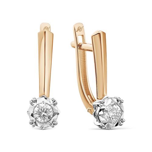Серьги с английским замком Prestige, красное золото 585 проба, вставка бриллиант (Prestige, Россия) — от 7086.85 руб. в сети магазинов DIAMANTE забронировать в магазине Серьги с английским замком Prestige, красное золото 585 проба, вставка бриллиант (Prestige, Россия)