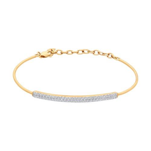 Браслет жесткий SOKOLOV, красное золото 375 проба, вставка фианит (SOKOLOV, Россия) — от 1085.36 руб. в сети магазинов DIAMANTE  забронировать в магазине Браслет жесткий SOKOLOV, красное золото 375 проба, вставка фианит