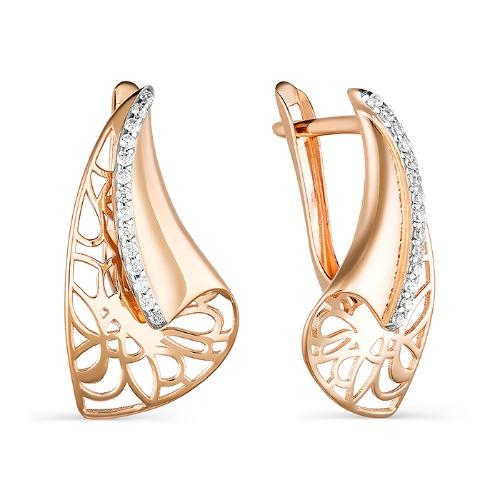 Серьги с английским замком 7 Карат, красное золото 585 проба, вставка фианит (7 Карат, Беларусь) — от 1794.98 руб. в сети магазинов DIAMANTE забронировать в магазине Серьги с английским замком 7 Карат, красное золото 585 проба, вставка фианит