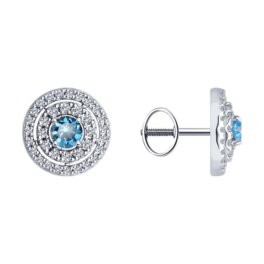 Серьги пусеты, белое золото 585 проба, вставка фианит/топаз (Россия) — от 1613.17 руб. в сети магазинов DIAMANTE забронировать в магазине Серьги пусеты, белое золото 585 проба, вставка фианит/топаз (Россия)