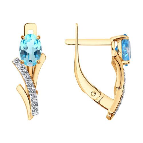 Серьги с английским замком SOKOLOV, красное золото 585 проба, вставка фианит/топаз (SOKOLOV, Россия) — от 1772.53 руб. в сети магазинов DIAMANTE забронировать в магазине Серьги с английским замком SOKOLOV, красное золото 585 проба, вставка фианит/топаз