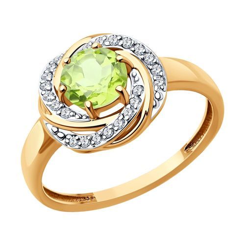 Кольцо декоративное Diamant, красное золото 585 проба, вставка фианит/хризолит (Diamant, Россия) — от 1620.00 руб. в сети магазинов DIAMANTE забронировать в магазине Кольцо декоративное Diamant, красное золото 585 проба, вставка фианит/хризолит (Diamant, Россия)