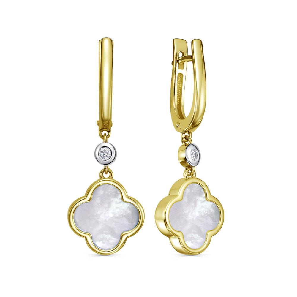 Серьги длинные KABAROVSKY, желтое золото 585 проба, вставка бриллиант/перламутр (KABAROVSKY, Россия) — от 3573.98 руб. в сети магазинов DIAMANTE забронировать в магазине Серьги длинные KABAROVSKY, желтое золото 585 проба, вставка бриллиант/перламутр