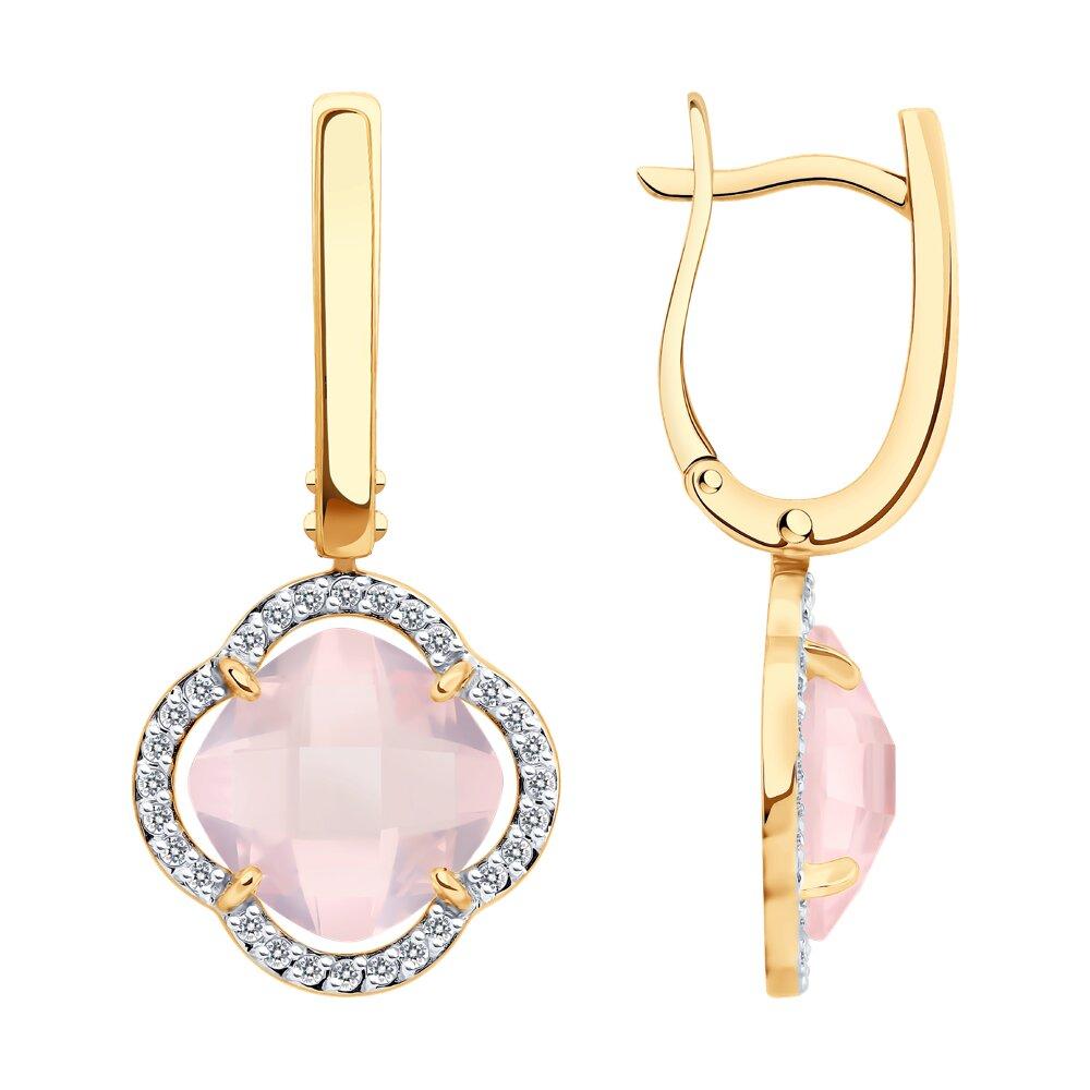 Серьги длинные, красное золото 585 проба, вставка фианит/кварц (Россия) — от 2981.88 руб. в сети магазинов DIAMANTE забронировать в магазине Серьги длинные, красное золото 585 проба, вставка фианит/кварц (Россия)