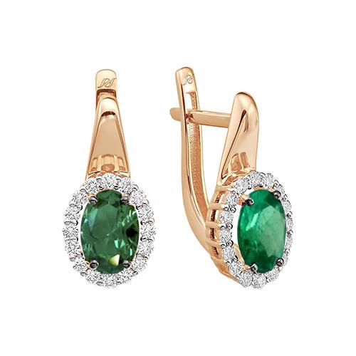 Серьги с английским замком Prestige, красное золото 585 проба, вставка изумруд (Prestige, Россия) — от 9513.29 руб. в сети магазинов DIAMANTE забронировать в магазине Серьги с английским замком Prestige, красное золото 585 проба, вставка изумруд (Prestige, Россия)