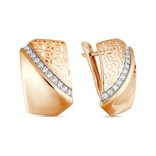 Серьги с английским замком 7 Карат, красное золото 585 проба, вставка фианит (7 Карат, Беларусь) — от 1692.60 руб. в сети магазинов DIAMANTE забронировать в магазине Серьги с английским замком 7 Карат, красное золото 585 проба, вставка фианит