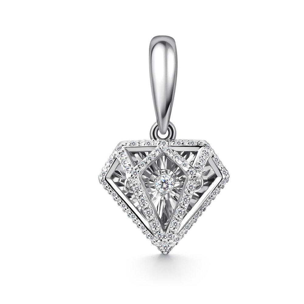 Подвеска декоративная Grigoriev, белое золото 585 проба, вставка бриллиант (Grigoriev, Россия) — от 2785.72 руб. в сети магазинов DIAMANTE  забронировать в магазине Подвеска декоративная Grigoriev, белое золото 585 проба, вставка бриллиант