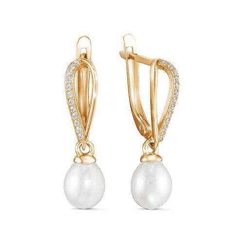 Серьги длинные 7 Карат, красное золото 585 проба, вставка жемчуг (7 Карат, Беларусь) — от 2616.60 руб. в сети магазинов DIAMANTE забронировать в магазине Серьги длинные 7 Карат, красное золото 585 проба, вставка жемчуг