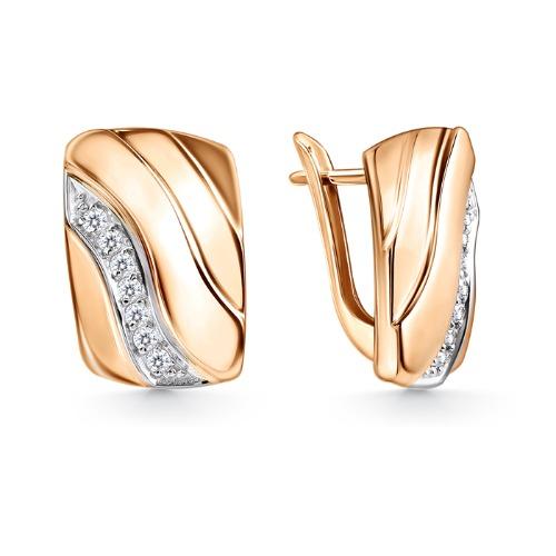 Серьги с английским замком 7 Карат, красное золото 585 проба, вставка фианит (7 Карат, Беларусь) — от 2170.35 руб. в сети магазинов DIAMANTE забронировать в магазине Серьги с английским замком 7 Карат, красное золото 585 проба, вставка фианит