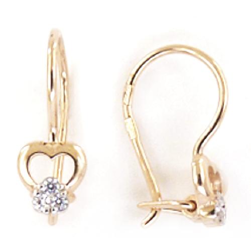 Серьги детские ZOLOTYE UZORY, красное золото 585 проба, вставка цирконий (ZOLOTYE UZORY, Россия) — от 585.90 руб. в сети магазинов DIAMANTE забронировать в магазине Серьги детские ZOLOTYE UZORY, красное золото 585 проба, вставка цирконий