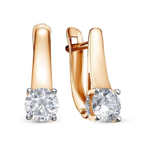 Серьги с английским замком BUBLIK JEWELRY, красное золото 585 проба, вставка фианит (BUBLIK JEWELRY, Россия) — от 1476.30 руб. в сети магазинов DIAMANTE забронировать в магазине Серьги с английским замком BUBLIK JEWELRY, красное золото 585 проба, вставка фианит