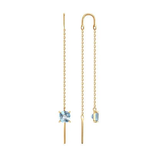 Серьги-цепочки SOKOLOV, красное золото 585 проба, вставка топаз (SOKOLOV, Россия) — от 985.60 руб. в сети магазинов DIAMANTE забронировать в магазине Серьги-цепочки SOKOLOV, красное золото 585 проба, вставка топаз