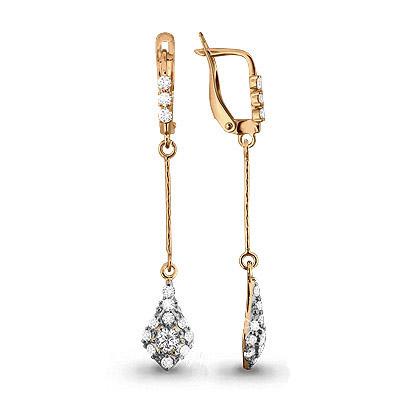 Серьги длинные Aquamarine, красное золото 585 проба, вставка фианит (Aquamarine, Россия) — от 2160.00 руб. в сети магазинов DIAMANTE забронировать в магазине Серьги длинные Aquamarine, красное золото 585 проба, вставка фианит (Aquamarine, Россия)