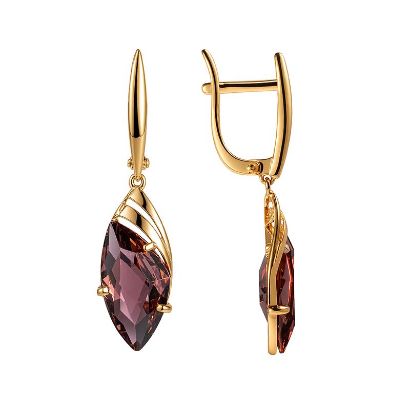 Серьги длинные GRANAT JEWELRY, красное золото 585 проба, вставка раухтопаз (GRANAT JEWELRY, Россия) — от 2154.60 руб. в сети магазинов DIAMANTE забронировать в магазине Серьги длинные GRANAT JEWELRY, красное золото 585 проба, вставка раухтопаз (GRANAT JEWELRY, Россия)