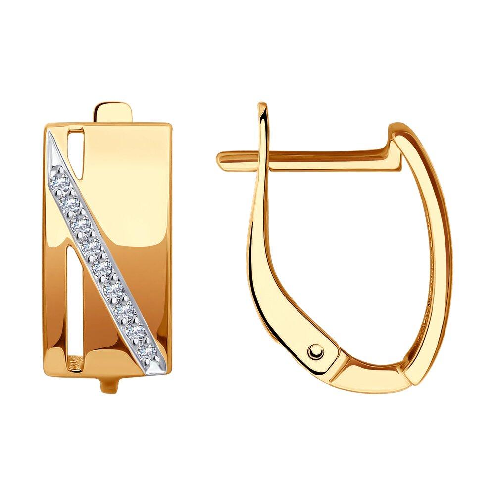 Серьги с английским замком SOKOLOV, красное золото 585 проба, вставка фианит (SOKOLOV, Россия) — от 1442.11 руб. в сети магазинов DIAMANTE забронировать в магазине Серьги с английским замком SOKOLOV, красное золото 585 проба, вставка фианит (SOKOLOV, Россия)