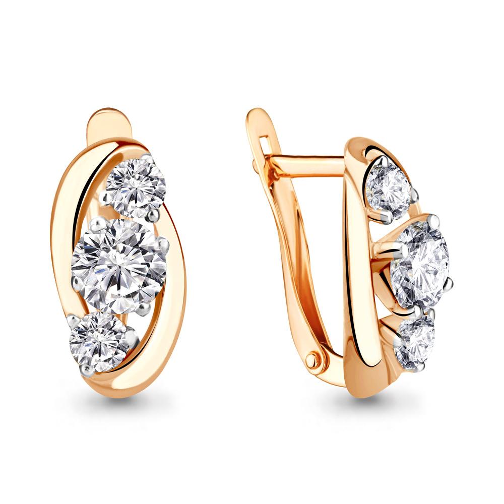 Серьги с английским замком Aquamarine, красное золото 585 проба, вставка фианит (Aquamarine, Россия) — от 1926.00 руб. в сети магазинов DIAMANTE забронировать в магазине Серьги с английским замком Aquamarine, красное золото 585 проба, вставка фианит (Aquamarine, Россия)