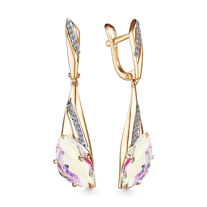 Серьги длинные GRANAT JEWELRY, красное золото 585 проба, вставка кварц (GRANAT JEWELRY, Россия) — от 2520.35 руб. в сети магазинов DIAMANTE забронировать в магазине Серьги длинные GRANAT JEWELRY, красное золото 585 проба, вставка кварц