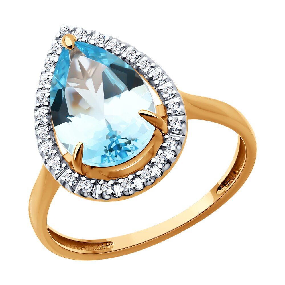 Кольцо декоративное Diamant, красное золото 585 проба, вставка фианит/топаз (Diamant, Россия) — от 1898.82 руб. в сети магазинов DIAMANTE забронировать в магазине Кольцо декоративное Diamant, красное золото 585 проба, вставка фианит/топаз (Diamant, Россия)