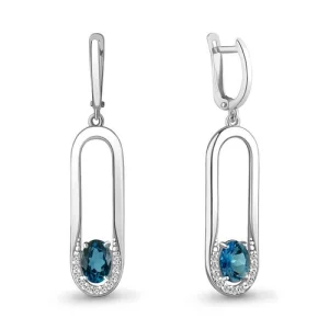 Серьги Aquamarine серебро 4741108А.5 (Aquamarine, Россия)