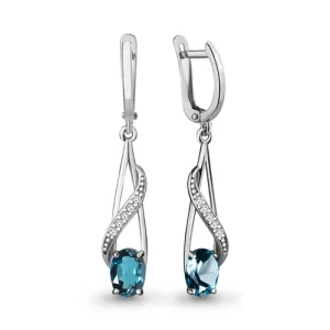 Серьги Aquamarine серебро 4742508А.5 (Aquamarine, Россия)